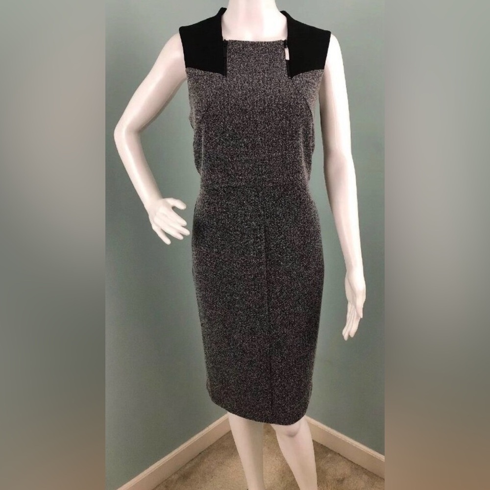 Donna Karan sleeveless stretch tweed, zipper neck sheath dress - Picture 2 of 2